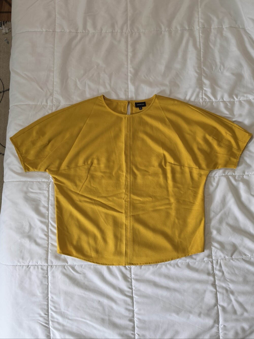 Who What Wear Mustard Yellow Boxy Short-Sleeve Blouse